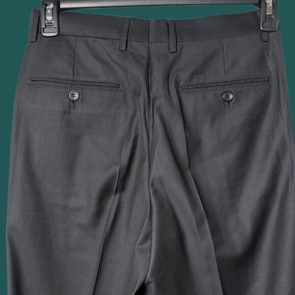 Royal Pinstripe Dress Pants Wool Blend  Formal  Mid-Rise Black Size 30/40 - Picture 11 of 16